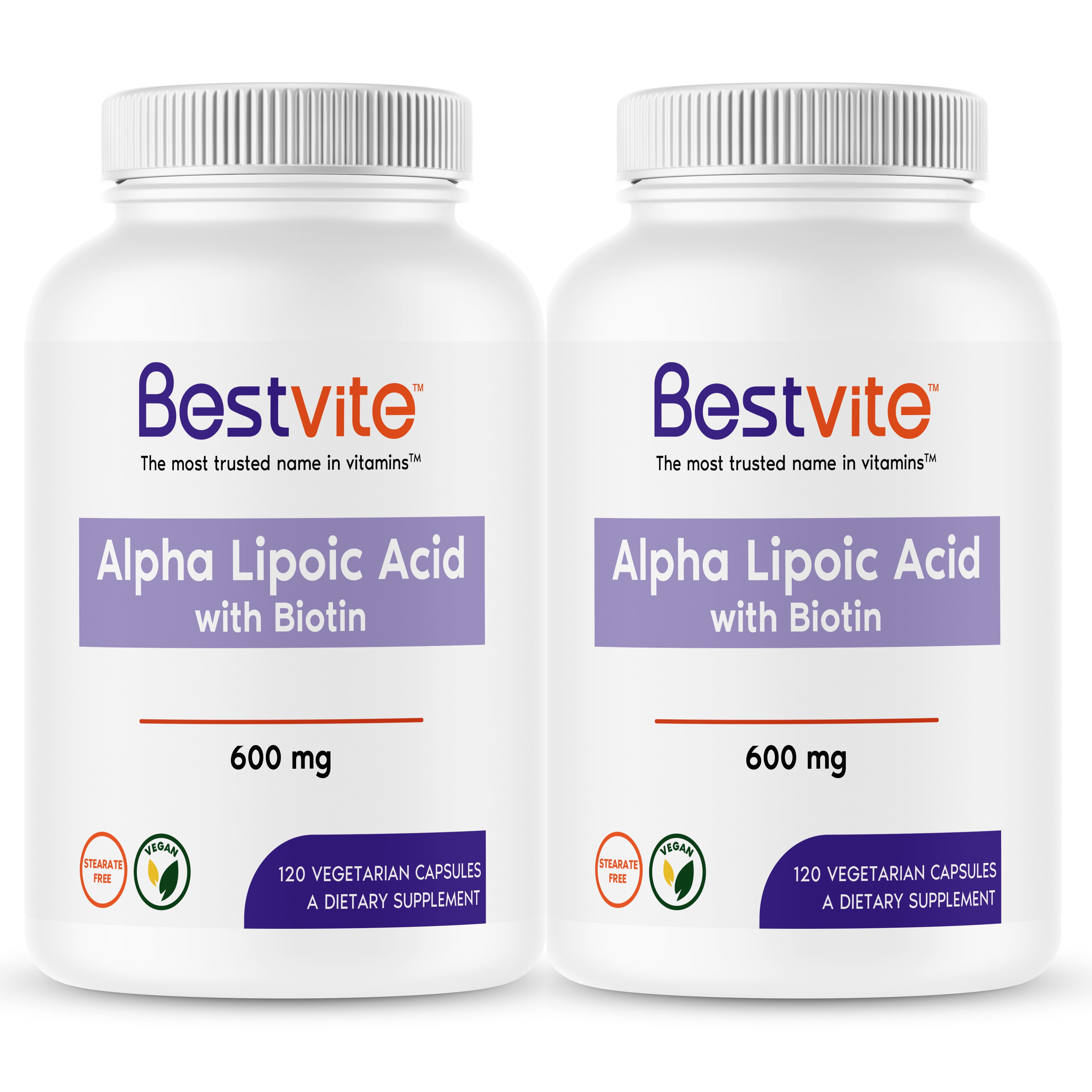Alpha Lipoic Acid 600mg (per Capsule) with Biotin to Enhance Absorption (240 Vegetarian Capsules