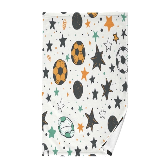 Pure Cotton Face Towel 16x28 Inches Hand Towel Bath Towel Hand Bath Towels Soft Good Water Absorption for Washing Face Wiping Face Star Football
