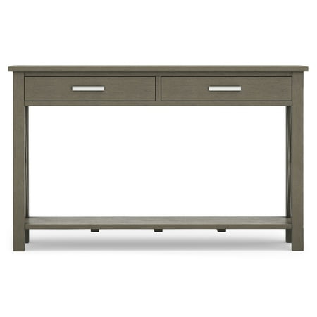 Simpli Home - Kitchener Rectangular Contemporary Wood 2-Drawer Console Table - Farmhouse Gray