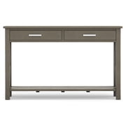 Simpli Home Kitchener Console Table in Farmhouse Gray