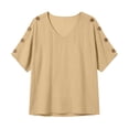 thumbnail image 5 of Babysbule Women's V-Neck Button Shoulder Short Sleeve Relaxed Fit Casual Blouse Everyday Basic Top, 5 of 9