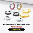 thumbnail image 3 of [Clearance] 4 Pairs Small Hoop Earrings for Men Women Golden/Silver/Black Stainless Steel Huggie Hoop Earring Hypoallergenic Piercing Jewelry Set 9mm Gift on Clearance, 3 of 6