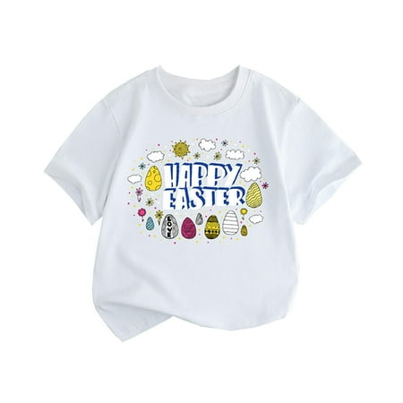 

ZMHEGW Summer Children s Clothing Style Girls Short Sleeve T Shirt Easter Bunny Printed Round Neck Children T Shirt