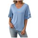 thumbnail image 2 of Puntoco Liquidación de blusas cortas para mujer, blusa holgada informal de manga corta a la moda para mujer, 2 of 5