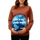thumbnail image 2 of RKSTN Funny Maternity Sweatshirt for Women Plus Size Crewneck Pregnancy Graphic Print Sweatshirt Womens Casual Oversized Round Neck This is Not a Baby, This is My Whole World Print Sweatshirt, 2 of 7