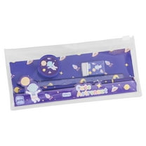 BINGLI Report Cute Stationery Set with Reusable Transparent Organizer Case - Includes Pencil, Ruler & Eraser, Portable Office Supplies, Fun Gift for Drawings