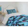 thumbnail image 4 of Ambesonne Grungy Quilted Bedspread Set 2 Pcs, Trippy Neon, Twin Size, Sky Blue Black Pink, 4 of 6