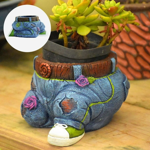 Outdoor Indoor Jeans Flowerpot, Clothes Pants Resin Plant Pot, Creative