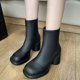 thumbnail image 2 of NECHOLOGY Botas Mujer Adulto Femenino Zapatos Botines mujer Botines de mujer Otoño e Invierno moda británica Retro Color sólido cómodo punta redonda tacón cuadrado (Black, 7), 2 of 4