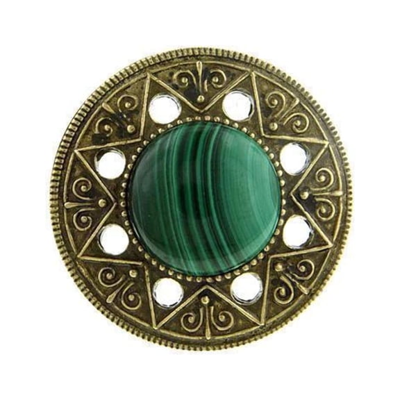 T.R.U. Aztec Mandala Gemstone Green Malachite Ring Size 8