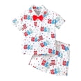 thumbnail image 2 of 1-8 Years Children Boys Fake Two Piece Sets Toddler Boy Fashion Solid Bow Shirt Shorts 2 Piece Outfit Suit, 2 of 8