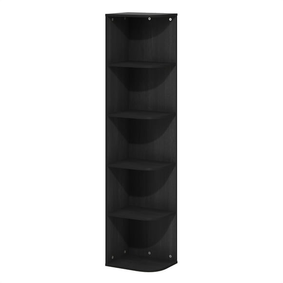 Furinno Pasir 5-Tier Corner Open Shelf Bookcase Blackwood