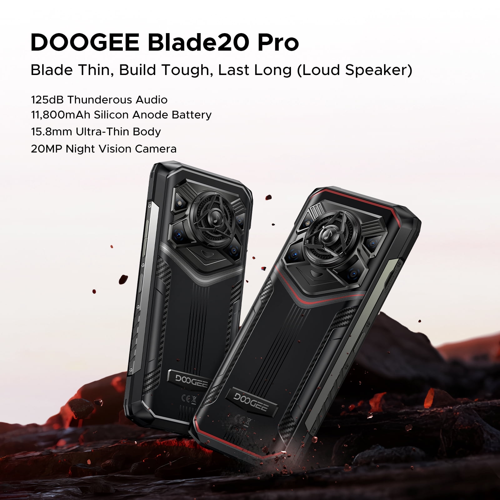 DOOGEE Blade 20 Pro Rugged Smartphone Unlocked, Android 15, 24GB RAM+256GB Storage, 11800mAh Battery, 50MP Camera, NFC
