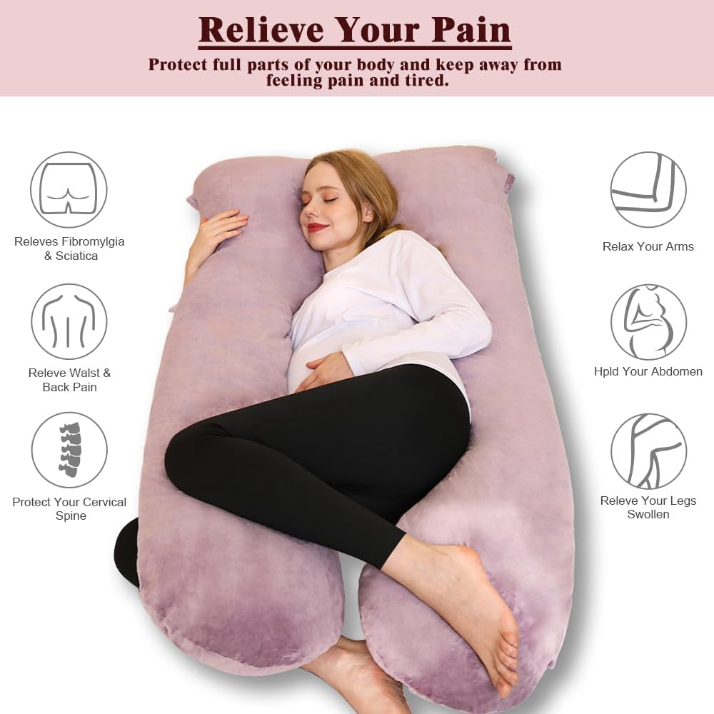 Pillow  U Shape Pillows For Sleeping 55in Body Adults Maternity Removable Cover Pink