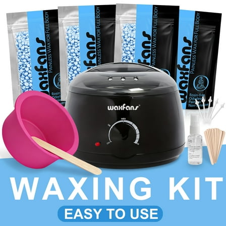 Waxfans Waxing Kit for Hair Removal, at Home Waxing Kit ,400g Wax Beads for Sensitive Skin with a Silicone Bowl for Easy Cleaning