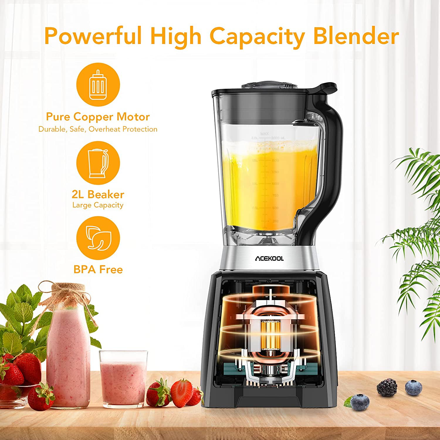 OUSGAR 1400W Commercial Blender, Professional Kitchen Juicer Blenders for  Drinks and Smoothies with 67oz BPA-Free Pitcher,Commercial Heavy Duty  Blender Food Processor Combo for Soups,Nuts & Batter 