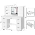 thumbnail image 6 of Homall Vanity Desk with Mirror, LED Lights & Power Outlet, Makeup Vanity Table with 7 Drawers & Shelves for Girls and Women, White, 6 of 7