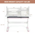 thumbnail image 4 of COSVALVE Height Adjust Kids Study Desk with Bookstand and Drawers, Multifunction 40" Wide Table Tilt Desktop for Home or School,Girls(Pink), 4 of 15