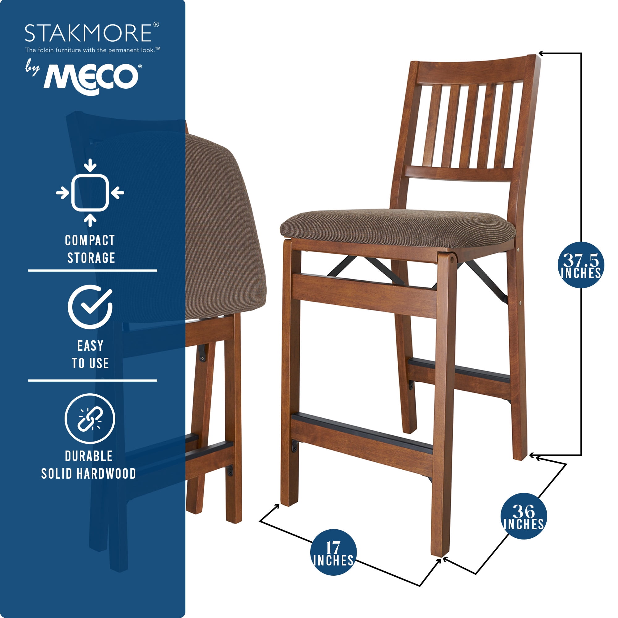 Stakmore Arts and Crafts Folding Counter Stool (Set of 2)
