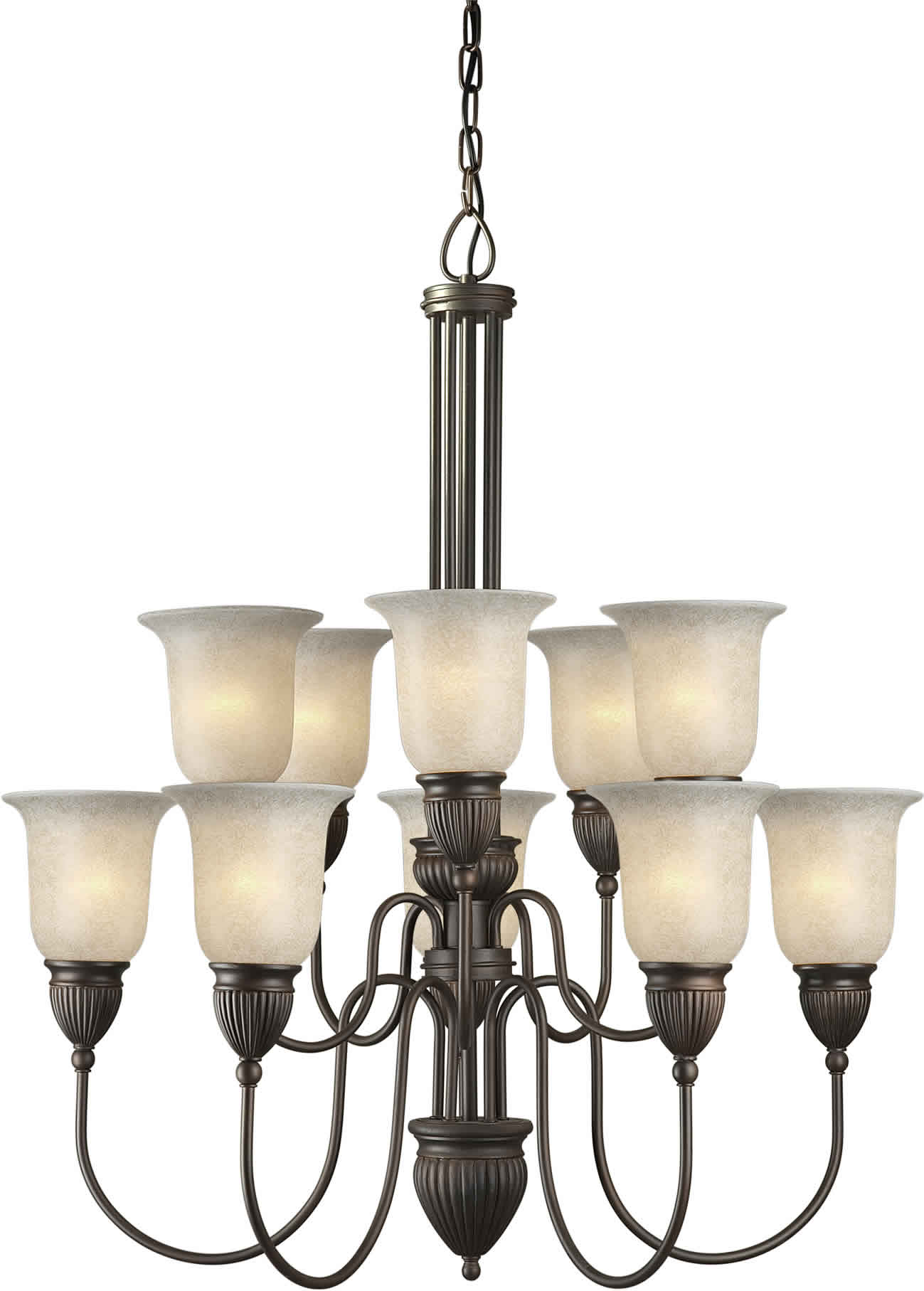 Forte Lighting 10 Light Chandelier with Mica Shade 