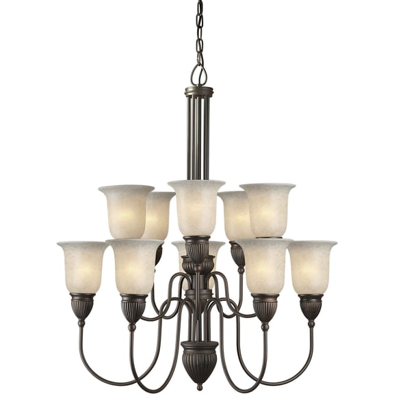 Forte Lighting 2352-10-32 31Wx35h 10 Light 2 Tier Chandelier - Bronze