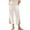 White, variant on Utoimkio Women's Cropped Pants Linen Elastic Waist Floral Embroidery Capri Trousers with Side Pockets for Summer Beach Daily Walk