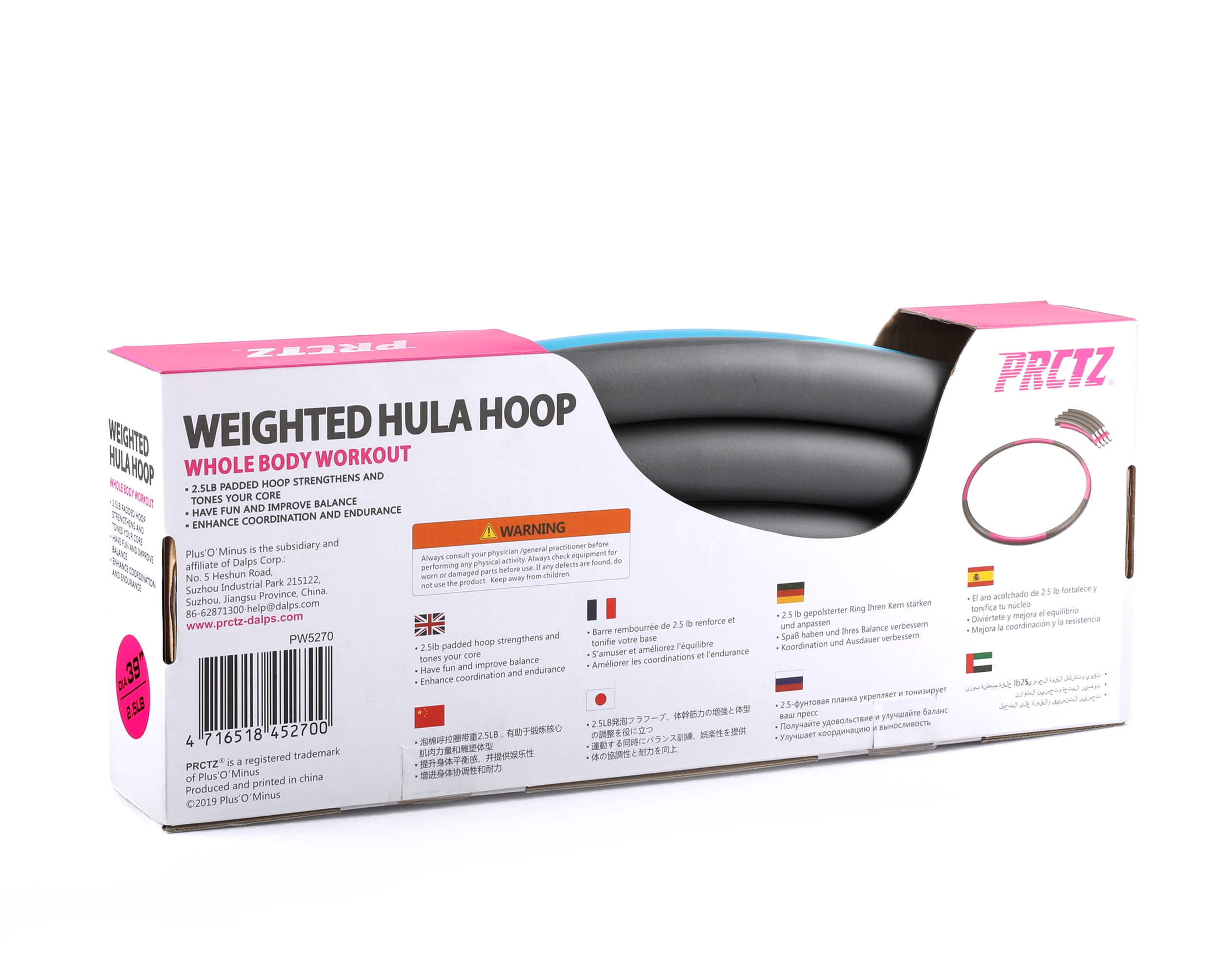 PRCTZ 2.5 lb Weighted Hula Hoop for Adults Men or Women, Collapsible with 8 Detachable Sections, Blue & Gray