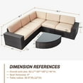 thumbnail image 4 of SUNCROWN 6-Piece Outdoor Furniture Patio Sectional Set All-Weather Wicker Conversation Sofa, Light Brown, 4 of 7