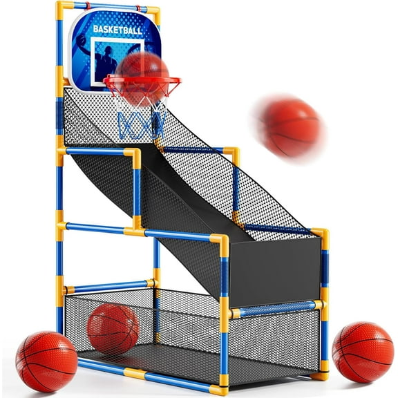 Arcade Basketball Game Set for Kids 3-12 Years Old, Kids Basketball Hoop with 4 Balls & Pump, Indoor Outdoor Sports Play Toys, Basketball Games Toys, for Boys Girls Teens