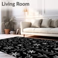 thumbnail image 2 of ODIKA 6'x9' Machine Washable Non-Slip Area Rug, Joyful Snowflake Pine Bough Seasonal Entryway Display High Traffic Rug, Black, 733373, 2 of 7