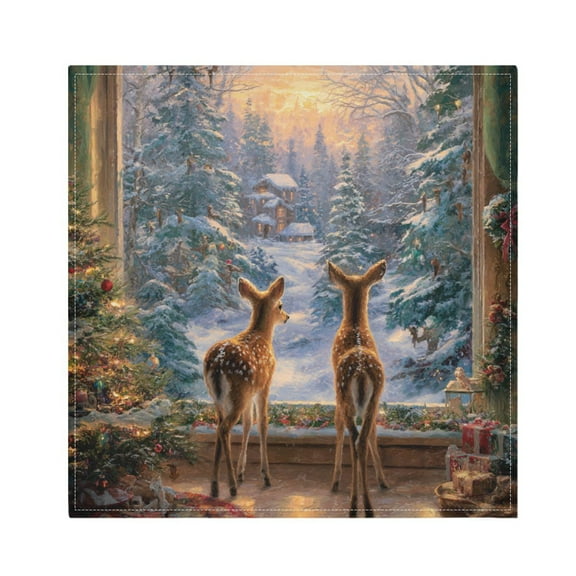 Qxltty Cute Deer Napkins 20×20in Perfect for Parties Dinners Weddings Cocktail Housewarming Cloth Napkins Set of 6
