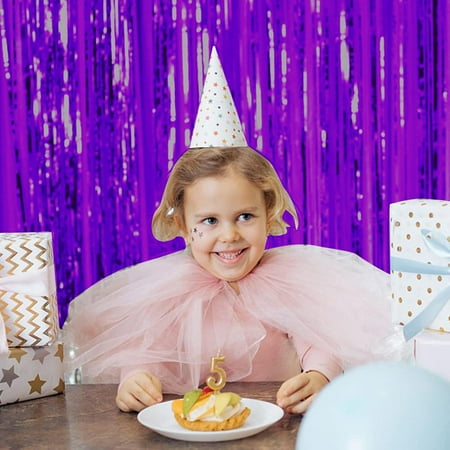 uhnmk Curtain Silver Metallic Foil Fringe Curtains Photo Booth Props for Birthday Wedding Engagement Christmas Holiday Celebration Party Decorat