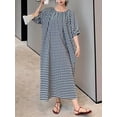 thumbnail image 4 of sicmoss Women's Casual Gingham Loose-Fit Swing Dress Cotton Lantern Puff Sleeve Plaid Midi Long Dress., 4 of 7