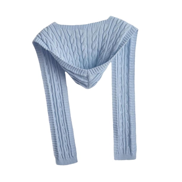 Bufanda de punto con capucha, pasamontañas de invierno, gorro y bufanda con capucha de invierno para mujer 2 en 1 Azul