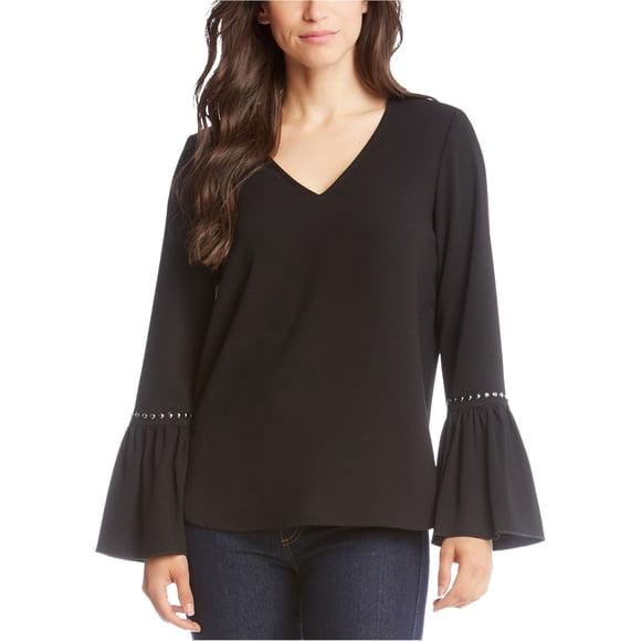 Karen Kane Blusa con tachuelas para mujer, negro, mediano
