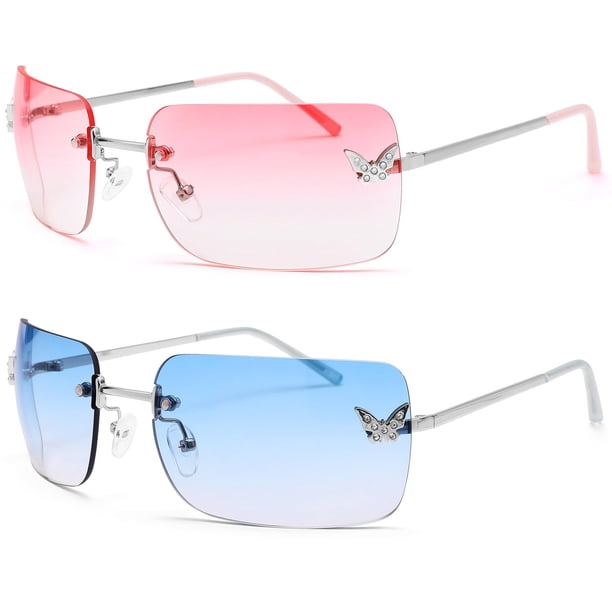 Gafas de Sol Revemo Rectangulares Sin Montura Estilo Y2K con Protección UV400