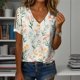 thumbnail image 2 of Blusa Zhyaj de manga corta con cuello en V y estampado floral bohemio para mujer, 2 of 6