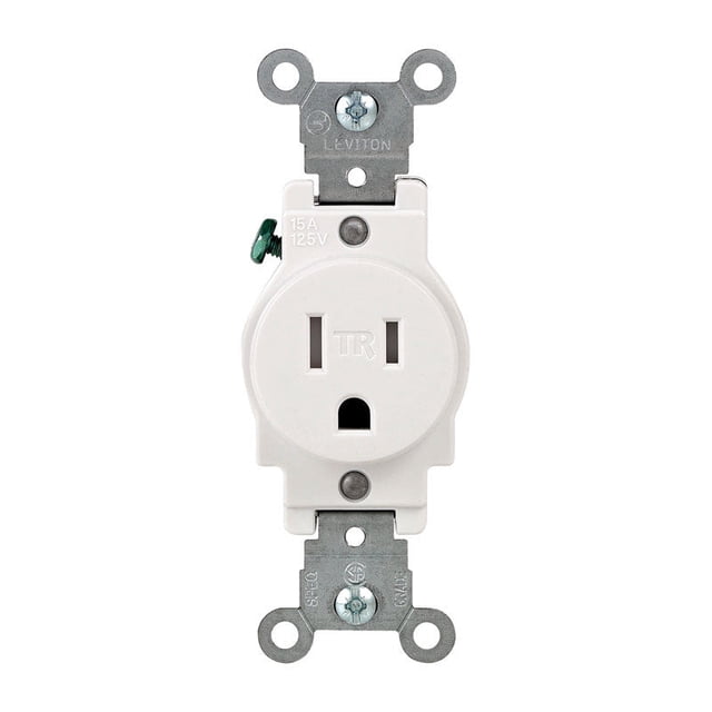 Enchufe Leviton resistente a manipulaciones, 15 A, 125 V, blanco único, 1 paquete