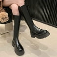 thumbnail image 5 of XUNKUSGA Knee High Boots Women Solid Color Chunky Heel Thick Sole Tall Boots Classic Round Toe Thigh High Boots Fall Winter Elastic Comfortable Women's Boots With Back Zipper 36-40 Black, 5 of 7