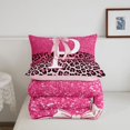 thumbnail image 5 of Manfei Cute Letter P Print Queen Comforter Set,Chic Leopard Comforter Sets Queen,Pink,Pink Reversible,3pcs,1 Comforter and 2 Pillowcases, 5 of 7