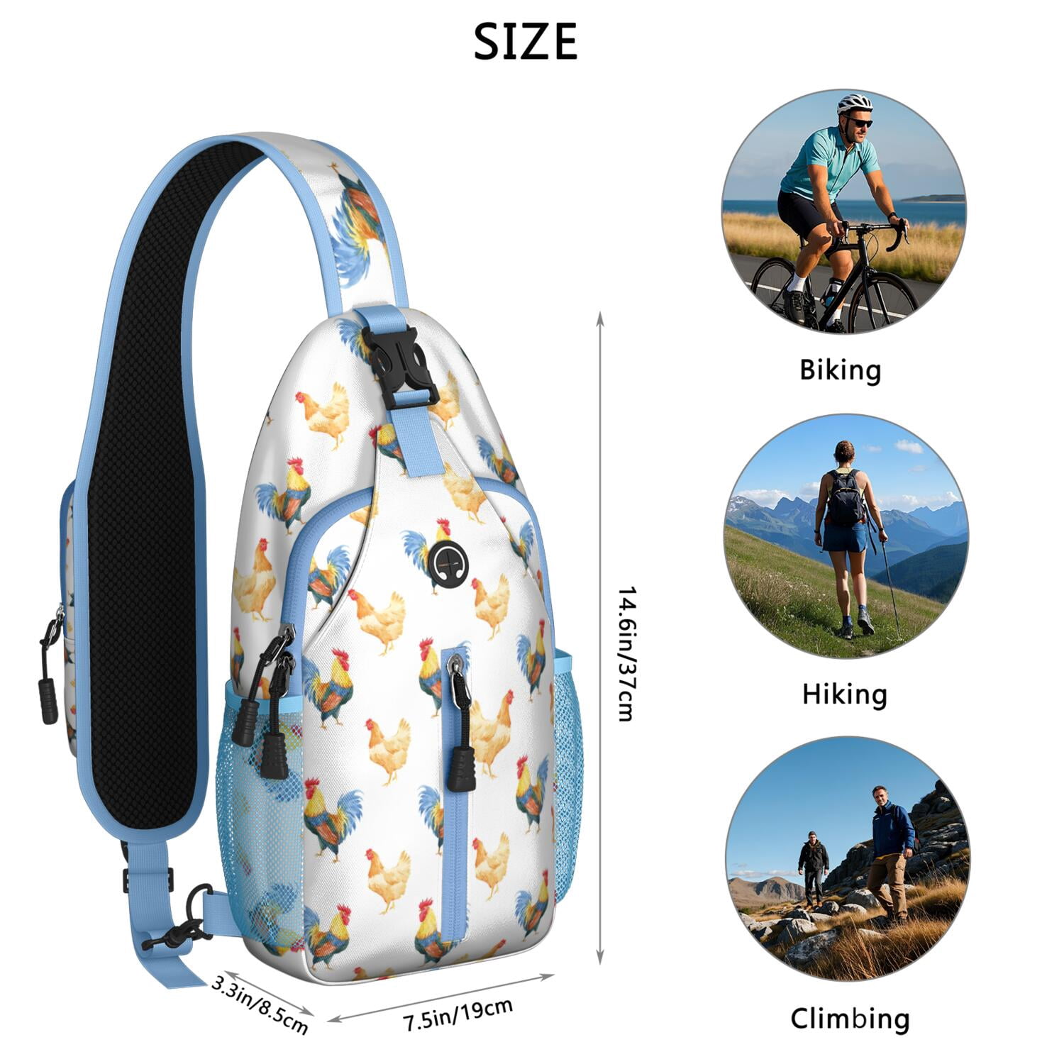 Polka Dot Sling Backpack – Classic Black and White Dot Pattern Crossbody Shoulder Bag, Retro Geometric Daypack for Women, Lightweight & Water-Resistant