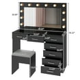 thumbnail image 2 of Zimtown Makeup Vanity Desk with Large Mirror & Charging Station, Vanity Table with 7 Drawers & Visible Glass Top, Bedroom Dressing Table, Black, 2 of 12