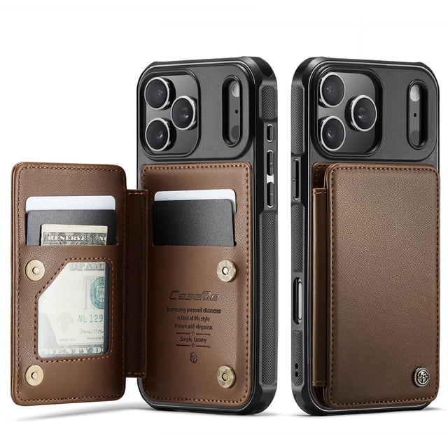 Funda para iPhone 17 Pro Max con tarjetero, tipo cartera para hombre y mujer con bloqueo RFID, de piel resistente, con cierre magnético y función atril, a prueba de golpes