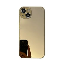 Mirror Case for iPhone 14 , Mirror for Girls Women Makeup, Cute Glossy Hard Mirror Back Clear Soft TPU Bumper Slim Fit Anti-drop Shockproof Protective Case for iPhone 14,Gold