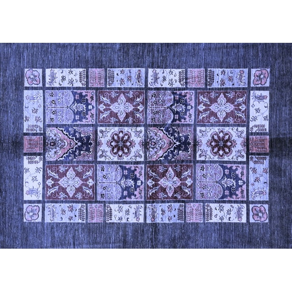 Ahgly Company Indoor Rectangle Abstract Blue Modern Area Rugs, 5' x 7'