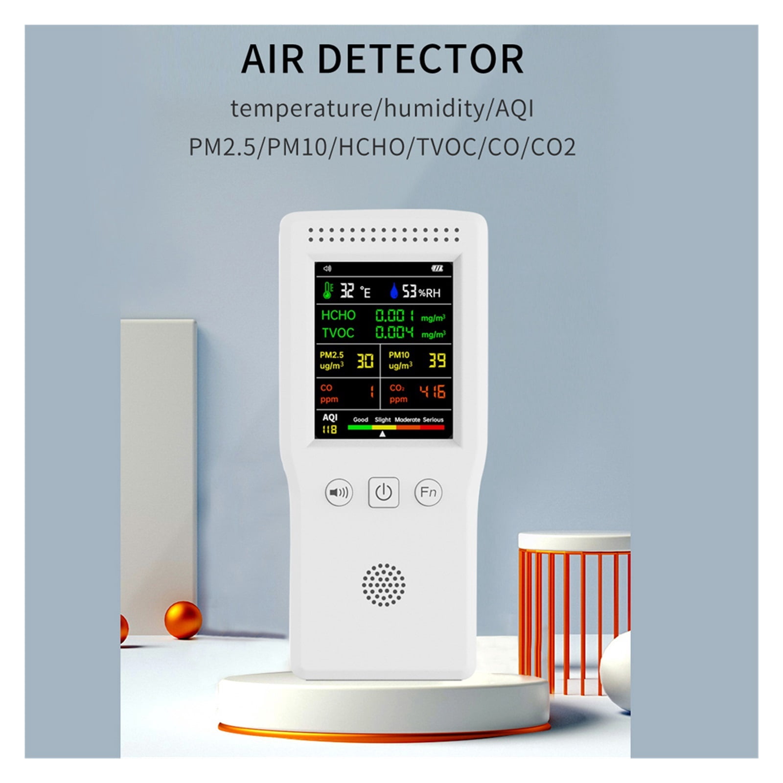 9 In 1 Air Quality Detector LCD Display PM2.5 PM10 HCHO TVOC CO CO2 Temperature Humidity Multifunctional Air Quality Monitor ,Easy to Use