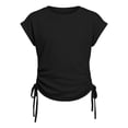 thumbnail image 4 of YunPes Girls Shirts Side Ruched Short Sleeve Crewneck 𝐅itted Tops Casual Summer Soft Tee Clothes 6‐15 Years Yoga Dance Streetwear, 4 of 4