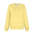 thumbnail image 3 of Women's V Neck Pullover Sweatshirt Soft Long Sleeve Casual Tops For Daily Wear And Sports Comfortable Loose Fit Winter Clothing With Pockets Ladies Tunics Casual Long Sleeve Pullover Women Sweats, 3 of 4