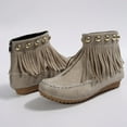 thumbnail image 5 of Wowcloth Women's Fashion Casual Winter Ankle Boots – Comfortable Fringed Round Toe Pull-On Flat Sole Booties for Everyday Outfits, 5 of 9