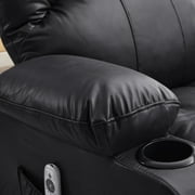 JONPONY Manual Recliner Chair with Heat Therapy and Massage Function, Heavy Duty Reclining Mechanism Massage Chair, Elderly Single Rocker Sofa with Cup Holders for Bedroom Home Theater,Black